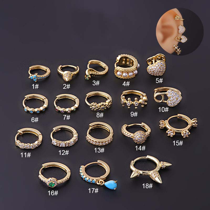1 Khuyên Tai Tròn Bằng Đồng Đính Đá Zircon 8-10mm 2022 Mới