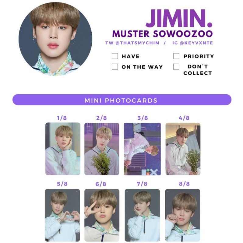 Card BTS Mini Photocard BTS Sowoozoo official
