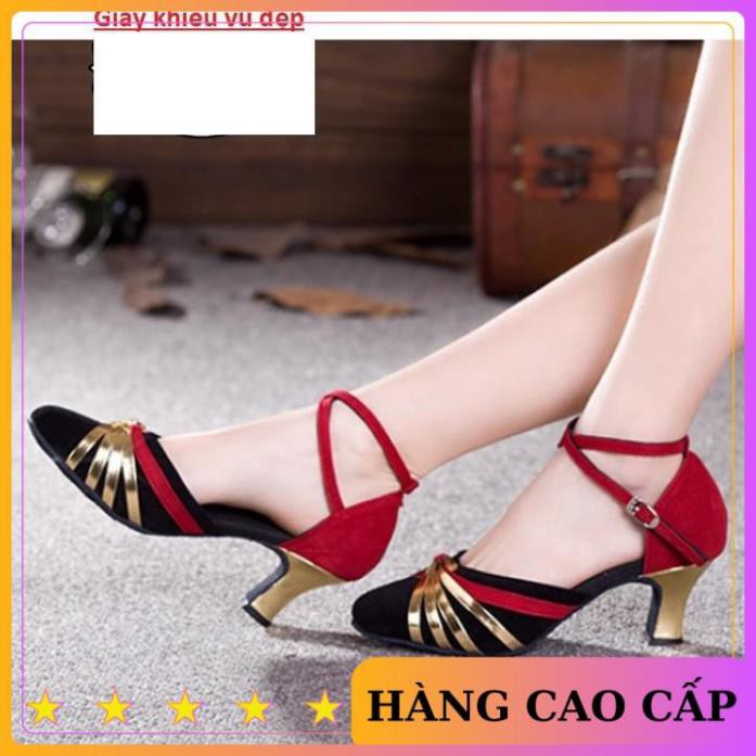 [ HÀNG LOẠI 1 ] Giày khiêu vũ bít mũi 5cm-màu đỏ