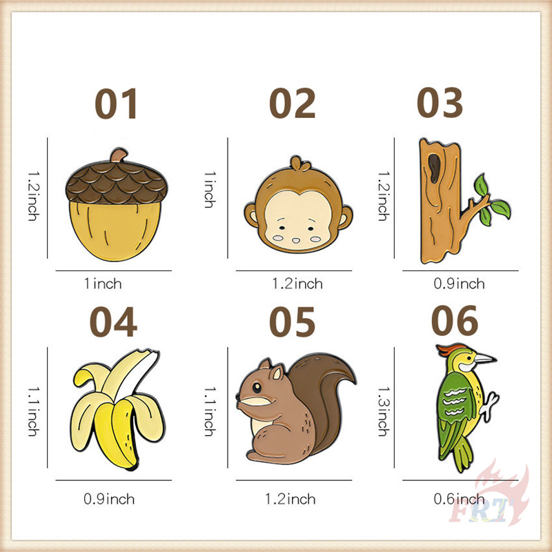 Ghim cài áo hình con sóc/ quả chuối/ khúc gỗ tự nhiên