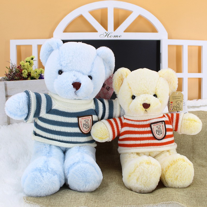 Gấu Teddy Nhồi Bông Mặc Áo Sweater Kẻ Sọc Nhiều Màu Dễ Thương