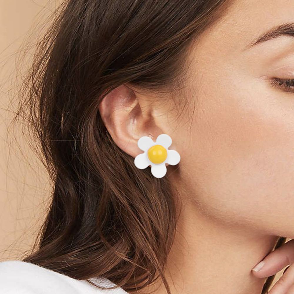 Bông tai hình hoa cúc bằng acrylic phong cách Bohemian thời trang cho nữ
