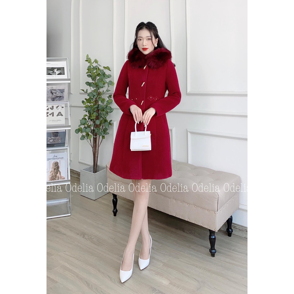 Áo dạ lông dáng dài Odelia họa tiết viền eo - A5750