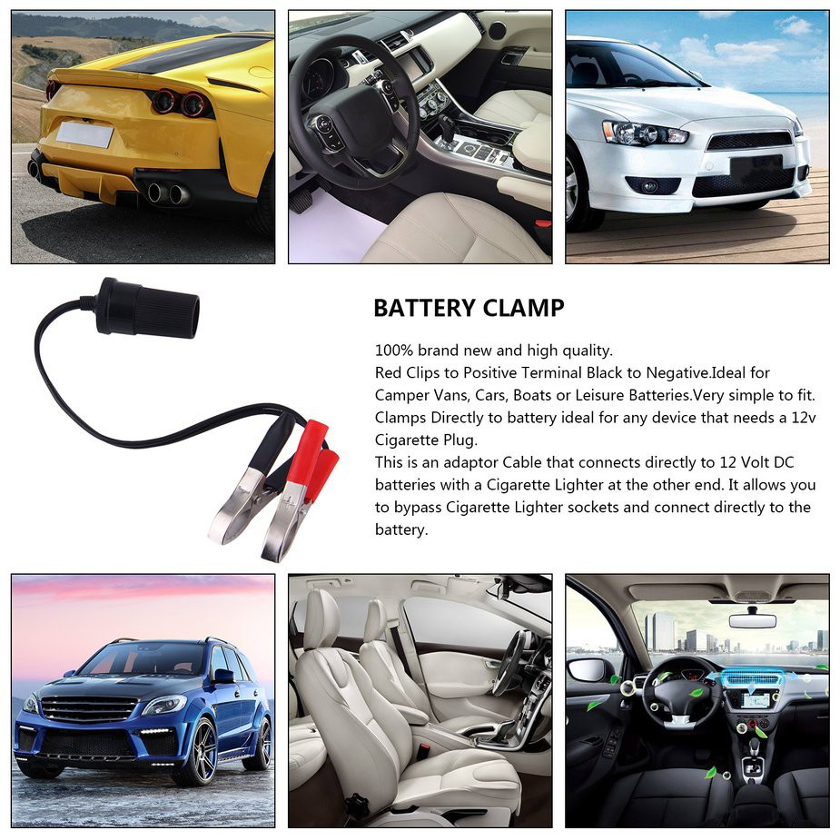 Car Battery Terminal Clip-on Cigarette Lighter Power Socket Adapter 12V