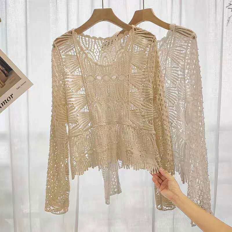 Áo Lưới Tay Dài Thêu Hoa Thời Trang Mùa Hè Dành Cho Nữ Ốp