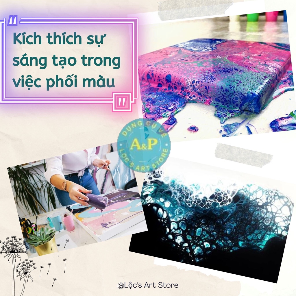 Màu vẽ Acrylic Pouring Đổ loang, màu nhúng SUNWAY ĐÀI LOAN 100ml