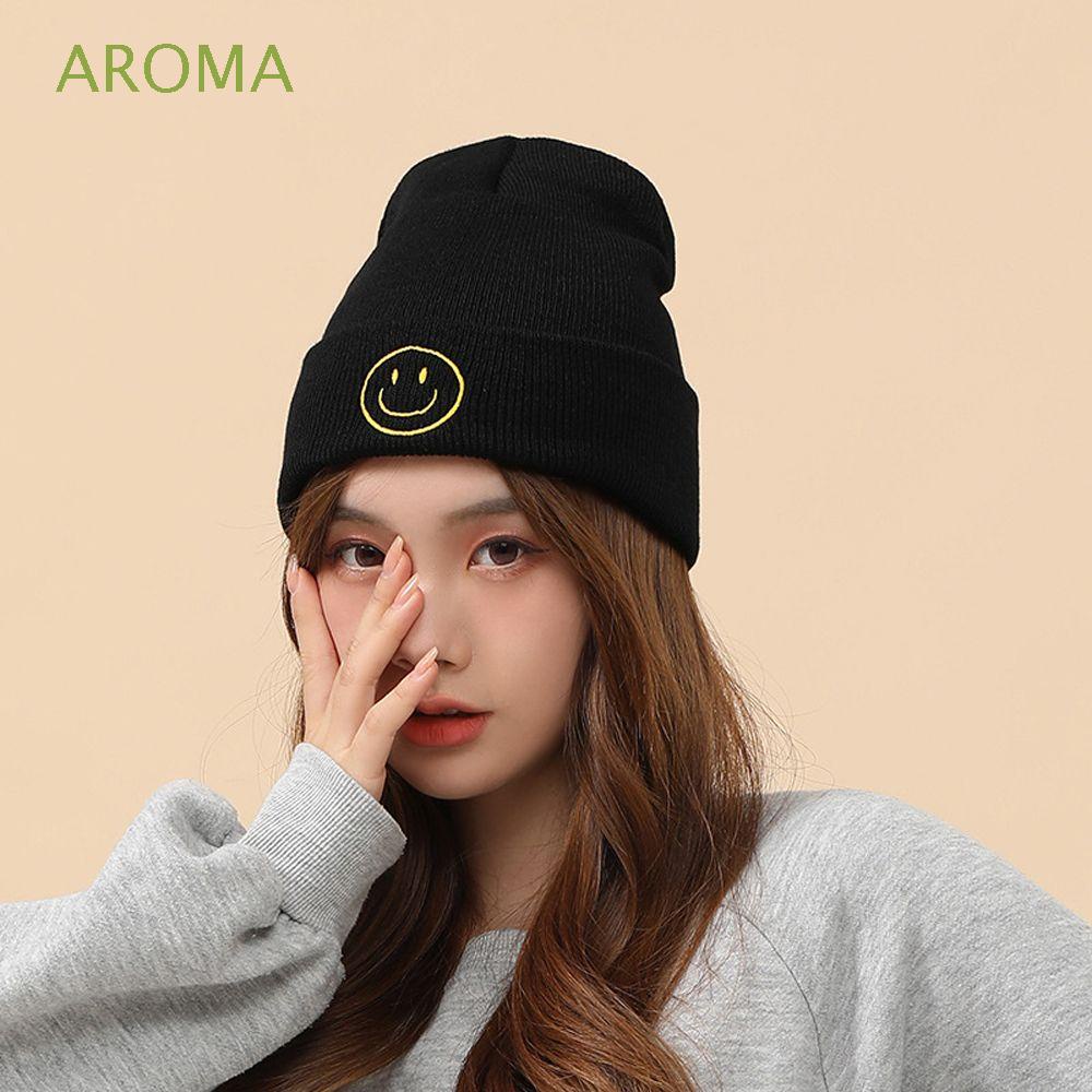 Mũ Len Beanie Họa Tiết Mặt Cười Đơn Giản Nhiều Màu Sắc Phong Cách Hàn Quốc Thời Trang Thu Đông Cho Nữ