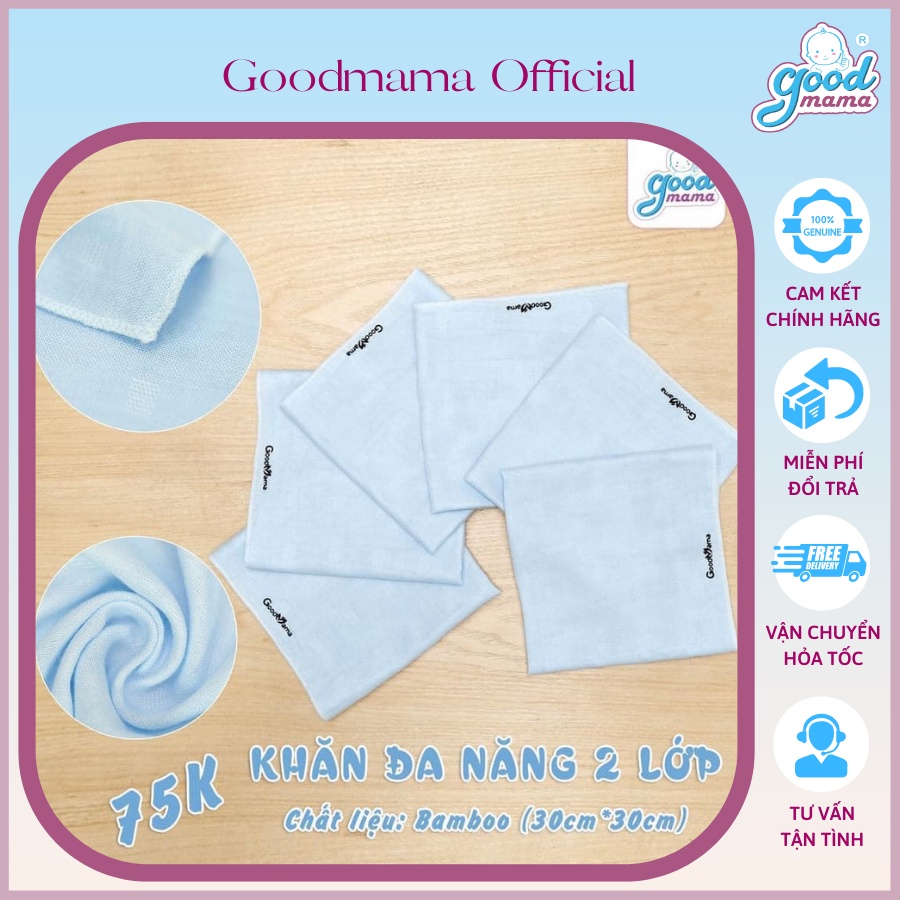 Phụ kiện cho bé - Set 6 Khăn xô sữa cho bé Goodmama - Chất liệu Bamboo mềm mịn