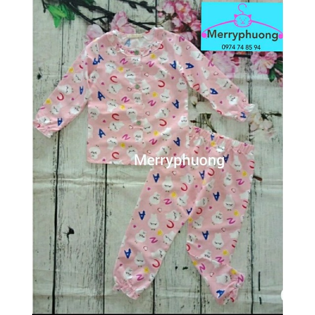 Set bộ ngủ tiểu thư bé gái in hình dễ thương, vải kate Thái loại 1, mềm mại thoáng mát, thấm hút tốt, size cho bé 8_22kg