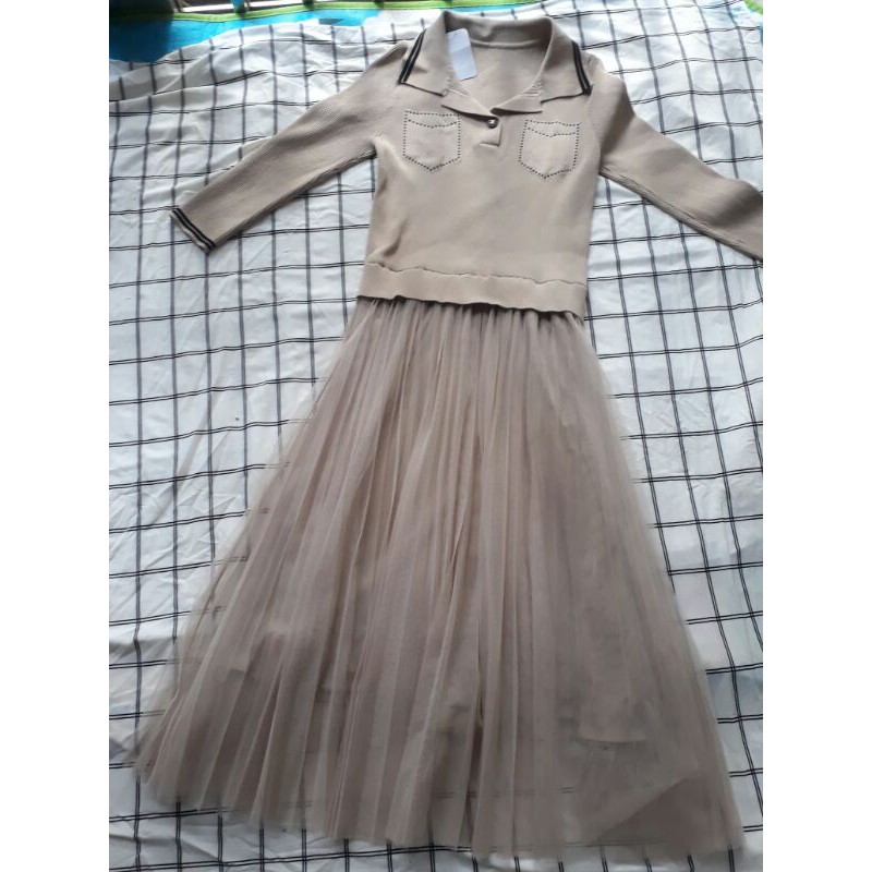 Bộ váy len xếp ly điệu đà (chỉ có 1)