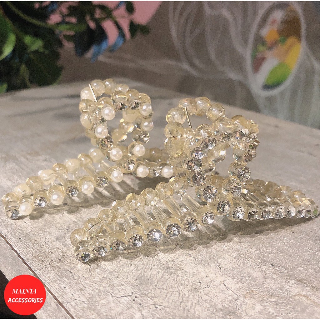 [Có Sẵn] Kẹp Tóc Càng Cua Nhựa Hàn Quốc Hot Trend Đính Ngọc Sang Chảnh Mainia Shop