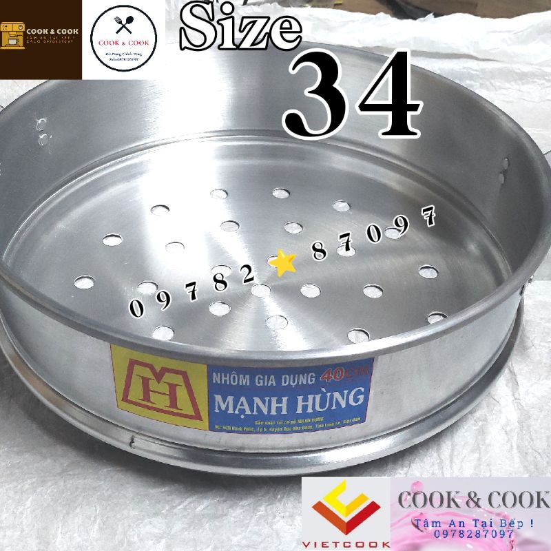 [CHÍNH HÃNG] Ngăn xửng hấp bánh bao Size 34 nhôm Mạnh Hùng/ Hấp hải sản/ Hấp rau củ quả