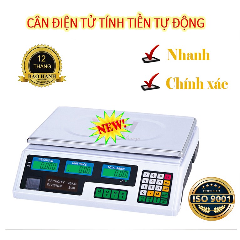 Cân tính giá, Cân Điện Tử 40kg siêu chuẩn xác, chống nước, thiết kế thông minh, bền với thời gian - HÀNG CHÍNH HÃNG