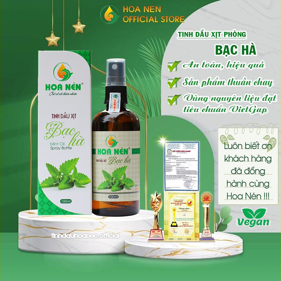 Tinh dầu bạc hà Hoa Nén dạng xịt phòng 100ml - Khử mùi, diệt khuẩn, đuỗi côn trùng hiệu quả