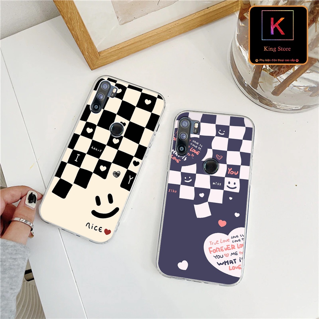 Ốp Lưng Vsmart Active 3 - Active 1 - Active 1 Plus in hình họa tiết caro  - Chất liệu Silicon siêu bền, sang trọng