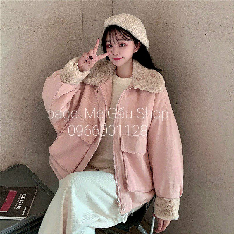ÁO KHOÁC CỔ LÔNG NÓT LÔNG CỪU