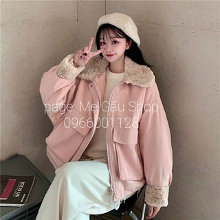 Áo khoác cổ lông nót lông cừu