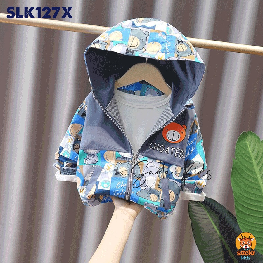 Áo khoác gió 2 màu nhiều họa tiết cho bé trai từ 9 - 18kg nhà Saola Kids - SLK127