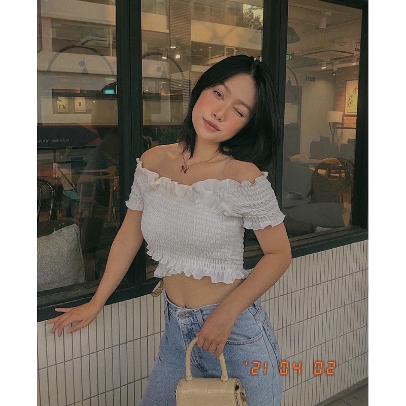 (Hoả tốc, ảnh thật)🥗HERA_CROTOP(ÁO_TRỄ_VAI_NHÚNG)