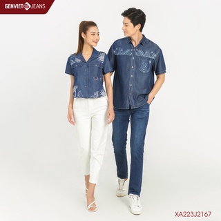 Áo Sơmi Nữ Jean Cộc Tay Gia Đình XA223J2167 GENVIET