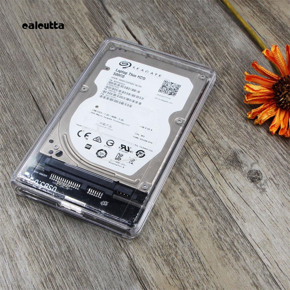 ☆_Transparent 2.5 Inch SATA to USB3.0 Mobile HDD SSD Case Box External Enclosure