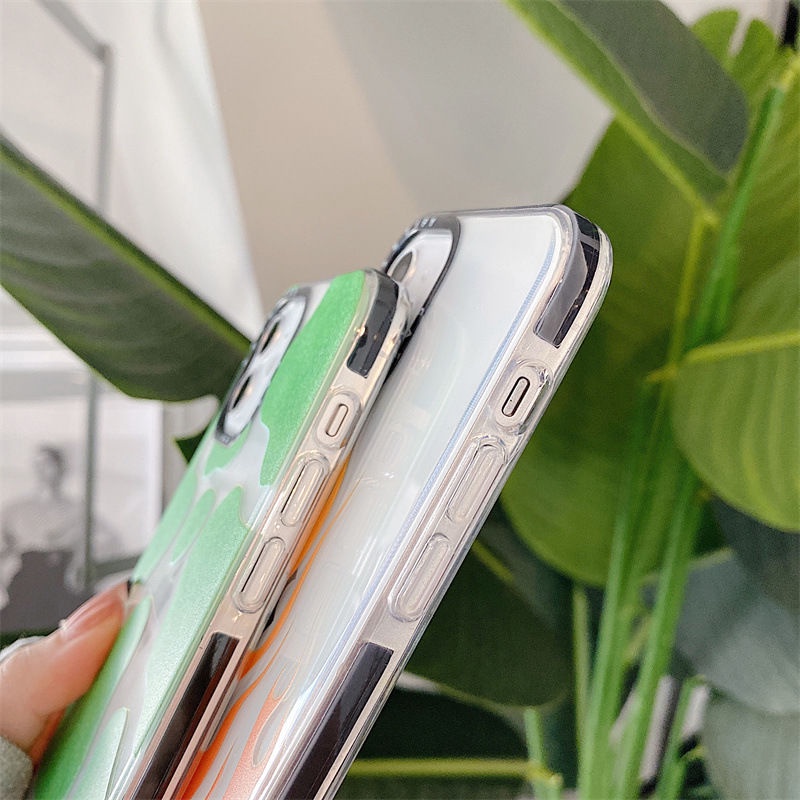 Ốp Điện Thoại Tpu Dẻo In Hình Ngọn Lửa Và Cỏ Xanh Cho iPhone 11 / 12 / 13 Promax iPhone 7 / 8 Plus / X / XR / Xs Max