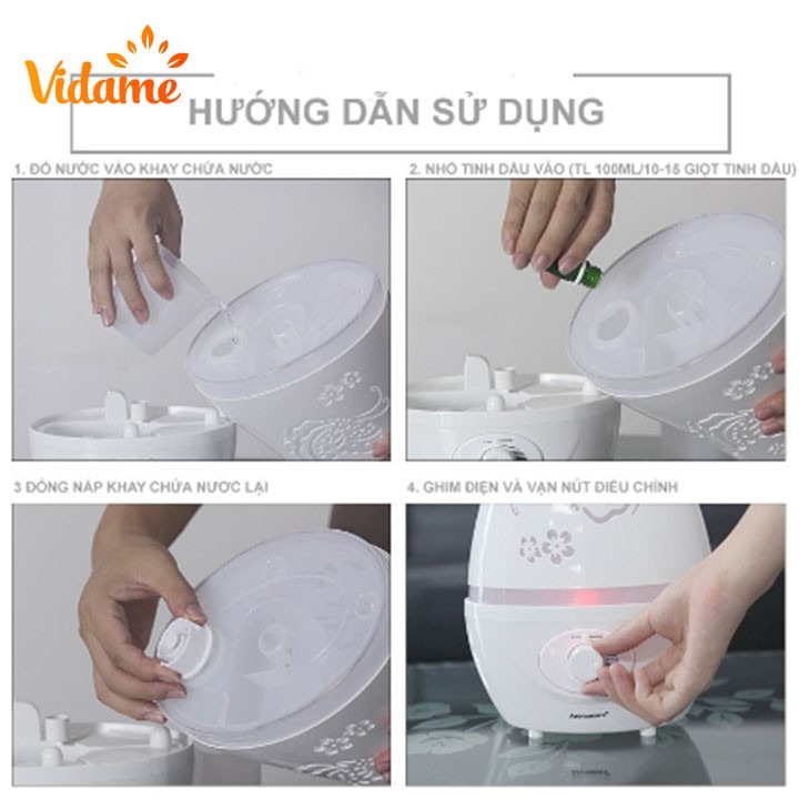 [Tặng 2 Tinh Dầu] Máy Xông Tinh Dầu Khuếch Tán Phun Sương Hồ Điệp 2200ml Đèn Led 7 Màu Phun Sương Tạo Ẩm, Làm Thơm Phòng