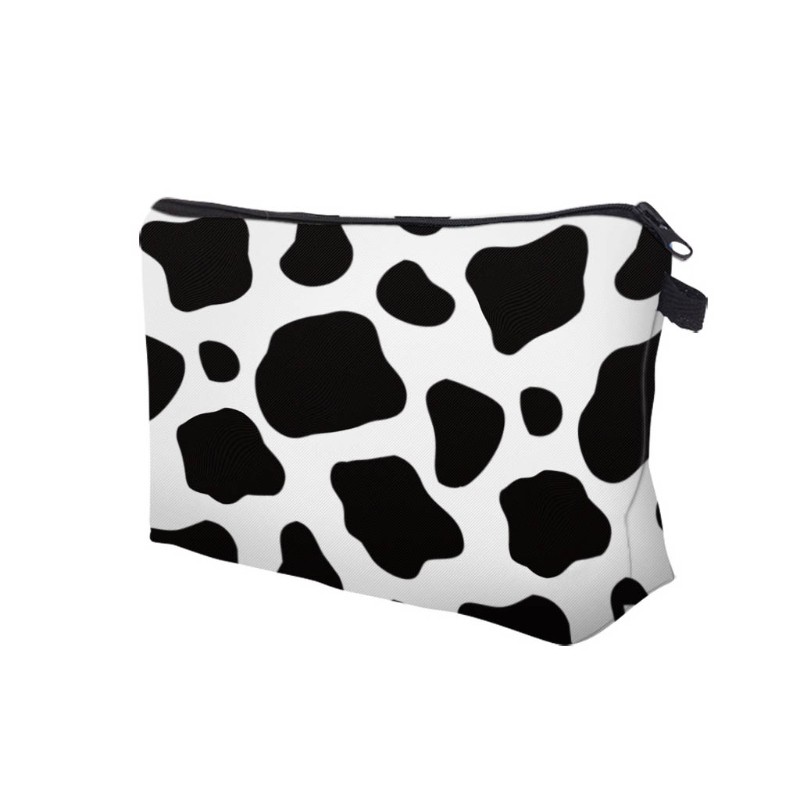 (Hàng Mới Về) Túi Đựng Mỹ Phẩm Du Lịch In Họa Tiết Bò Sữa Dành Cho Nữ