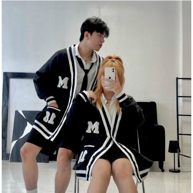 Áo khoác cardigan nam nữ in chữ M thiết kế thời trang trẻ trung mẫu hot 2021