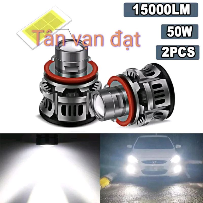 Giá 2 bóng đèn pha bi led Laser Chip led 6 nhân chân H11 cho xe ôtô