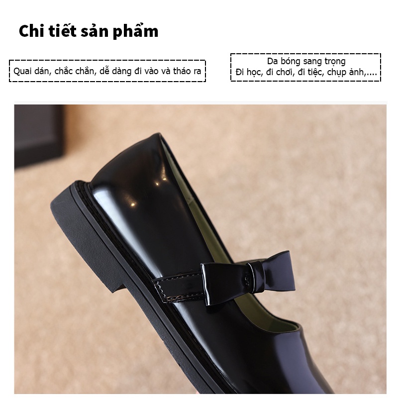 Giày búp bê sandal cho bé gái da bóng đế mềm màu trắng/đen/nâu GL048
