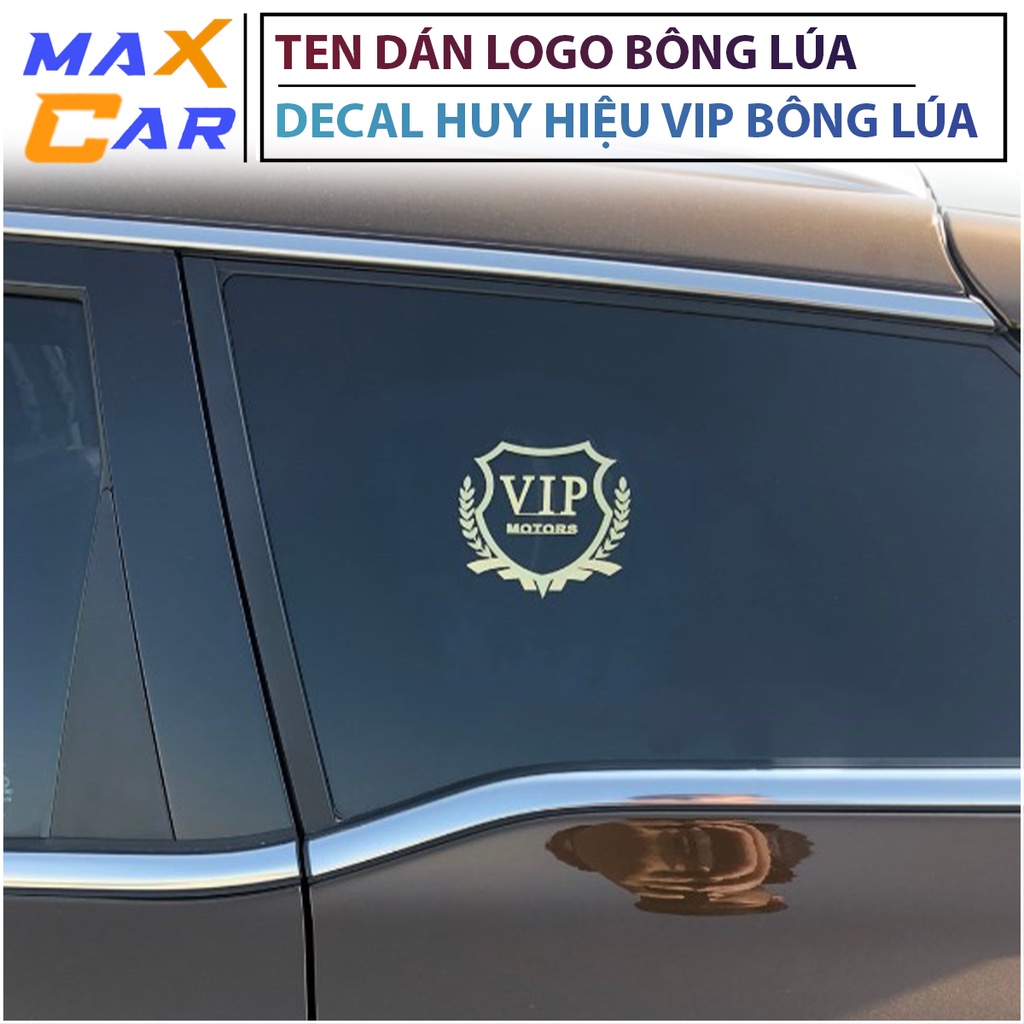 Ten dán logo bông lúa - Decal huy hiệu VIP bông lúa - Miếng dán trang trí xe hơi, xe máy
