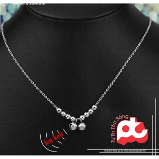 Dây chuyền inox kiểu 2 chuông màu trắng
