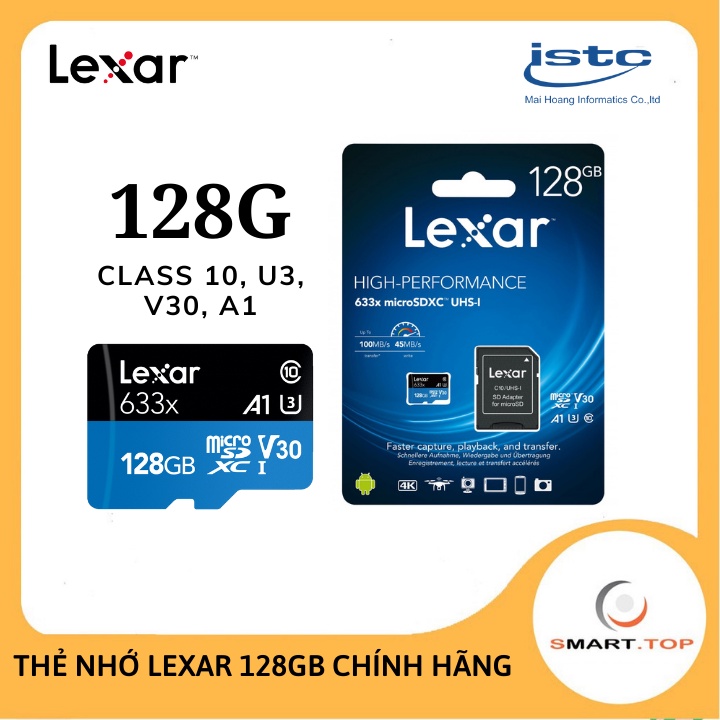 Thẻ nhớ LEXAR 128GB Cao cấp - Dùng cho camera wifi, camera hành trình, điện thoại - Bảo hành chính hãng