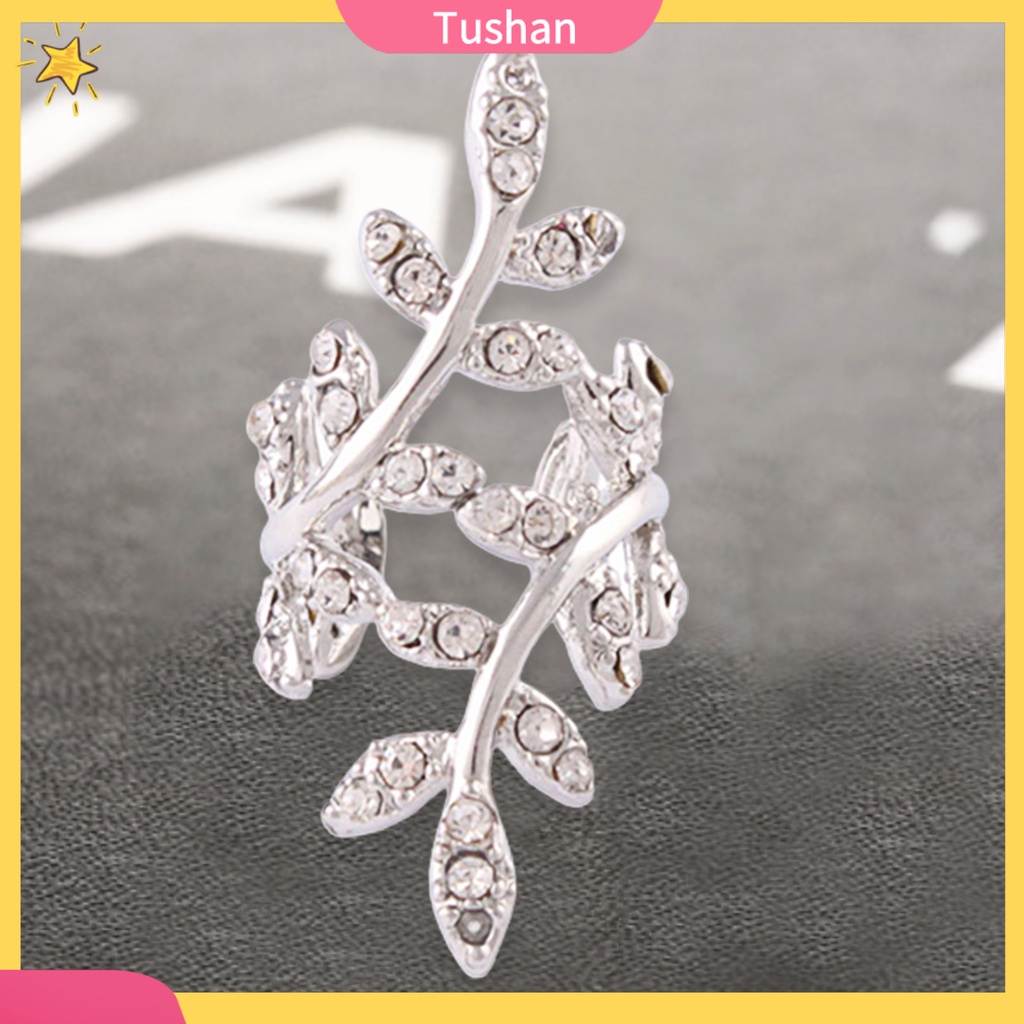Khuyên vành tai hình chiếc lá đính đá thời trang dành cho nữ