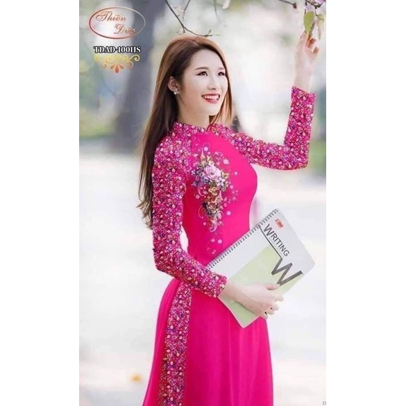 Áo dài lụa Nhật in họa tiết hoa nhí