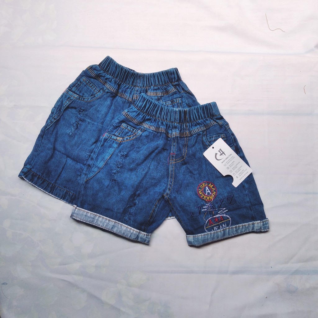 Quần short jean bé trai từ 8kg -15 kg (quần jean bé trai mẫu thêu Jazz)