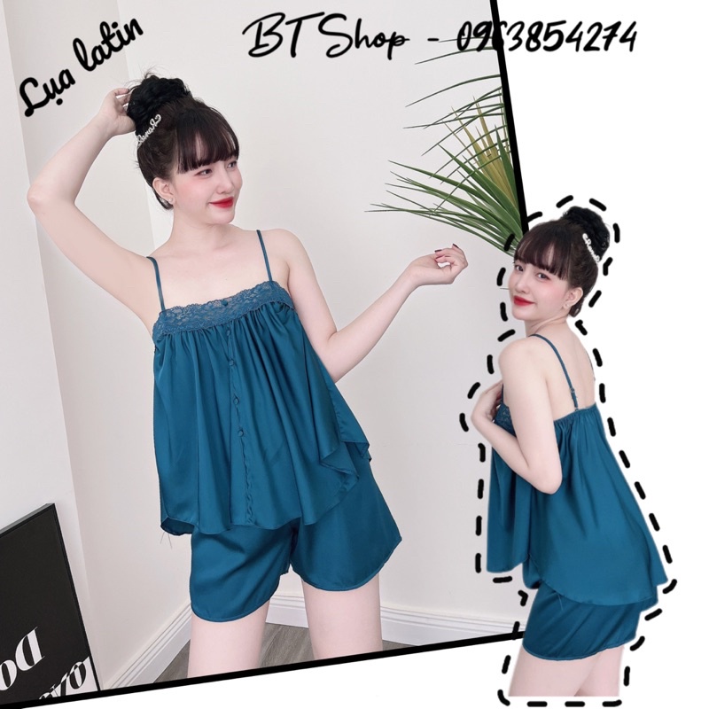 Đồ ngủ mặc nhà lụa 2 dây freesize 42-57kg