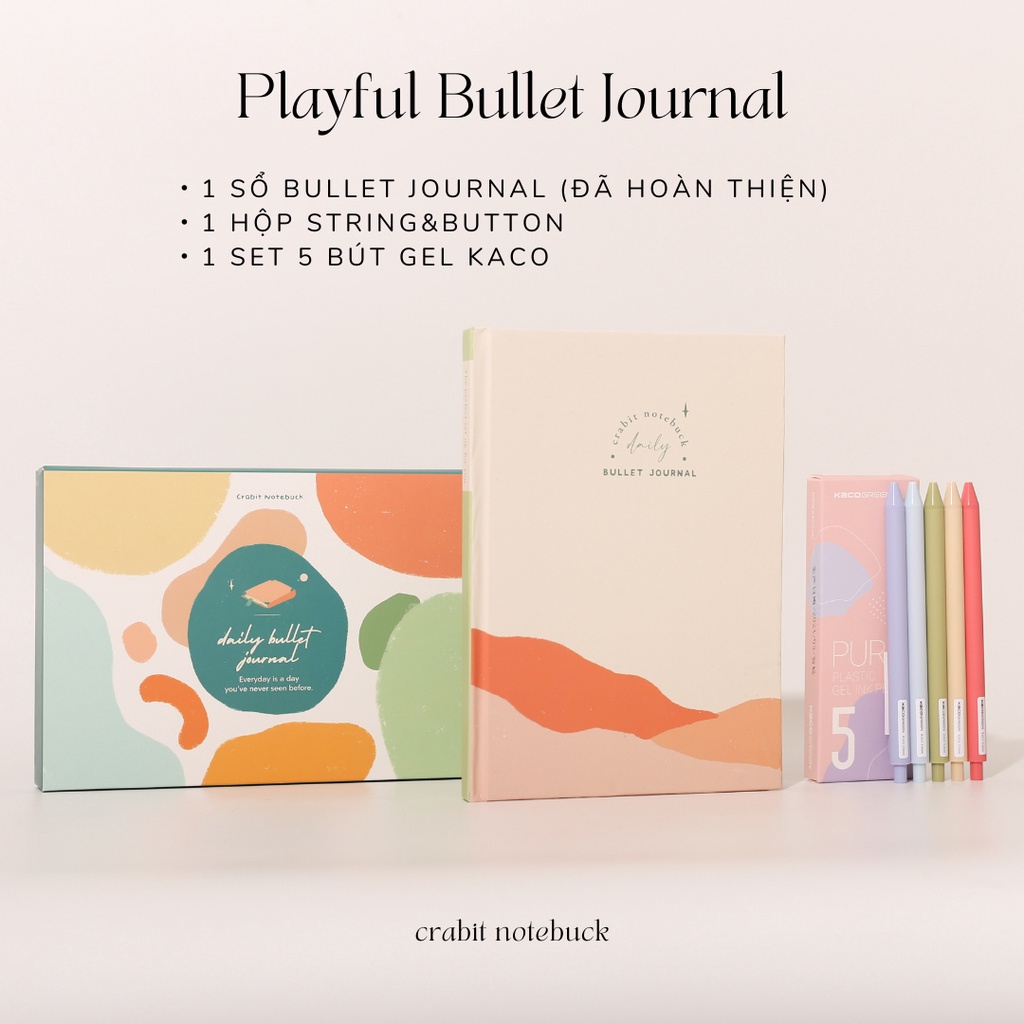 Combo Sổ Crabit Playful Daily Bullet Journal - Sổ in sẵn layout bullet journal 12 tháng, in màu