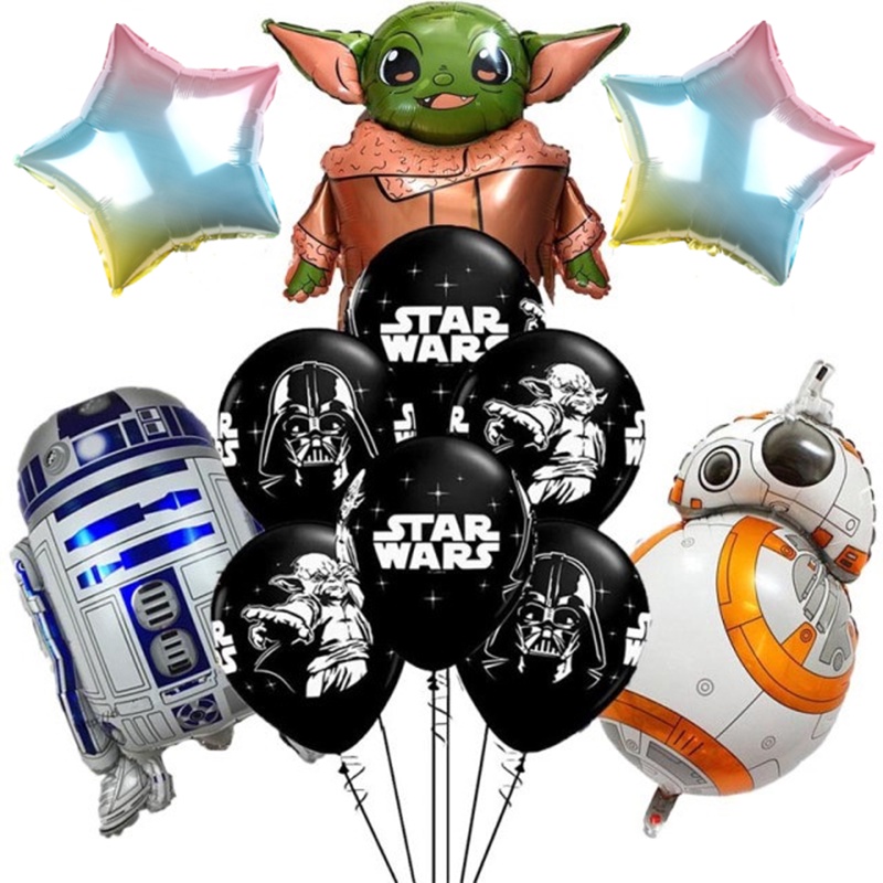 Set 11 Bong Bóng Cao Su Đen 12 Inch Chủ Đề Phim Star Wars Baby Yoda Trang Trí Tiệc Sinh Nhật Cho Bé