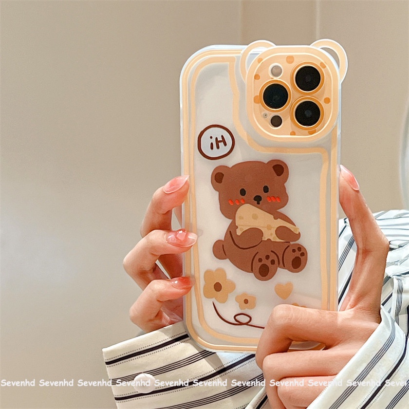 Ốp Điện Thoại Tpu Dẻo In Hình Gấu Phô Mai Hoạt Hình Cho iPhone 14 13 12 11 Pro Max Xs Max Xr X 6 6s Plus