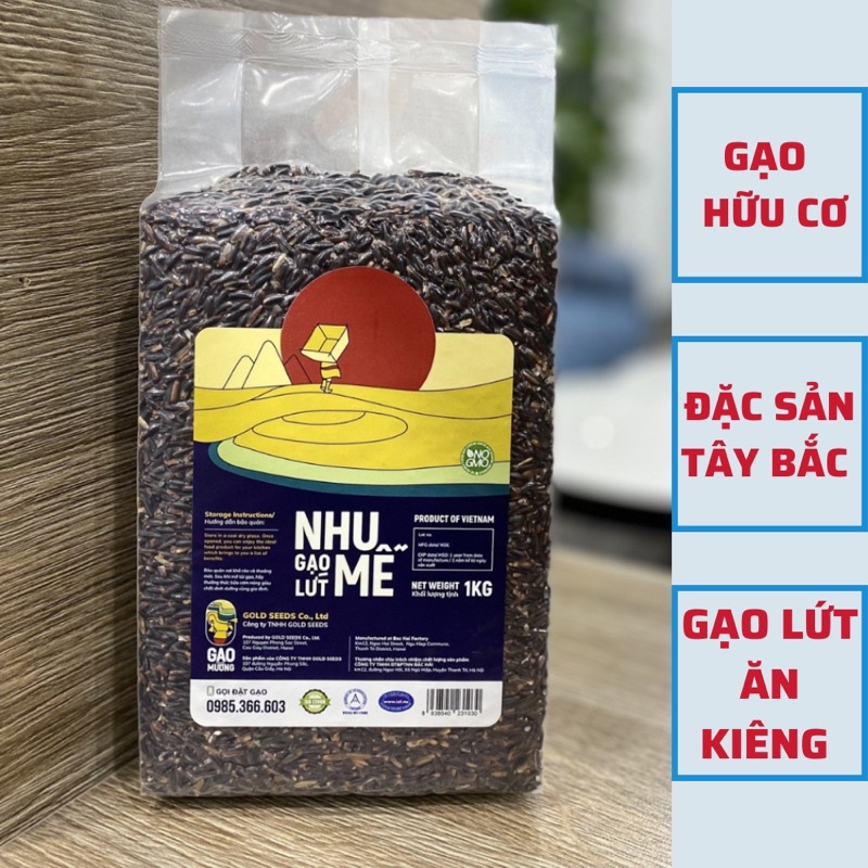 Gạo lứt đen Điện Biên đặc sản tây bắc thơm dẻo hỗ trợ ăn kiêng giảm cân đóng gói hút chân không 1kg