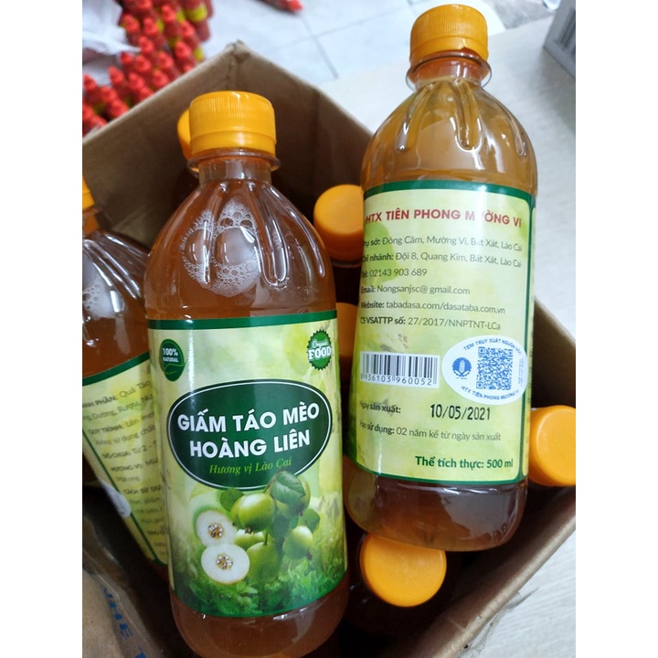 Giấm Táo Mèo Hoàng Liên- đặc sản Lào Cai, chai 500ml- chuẩn Organic Food, date 5/2023