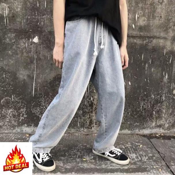 Quần bò jeans ống rộng màu đen Ulzzang cạp chun siêu chất ❤️ Đẹp