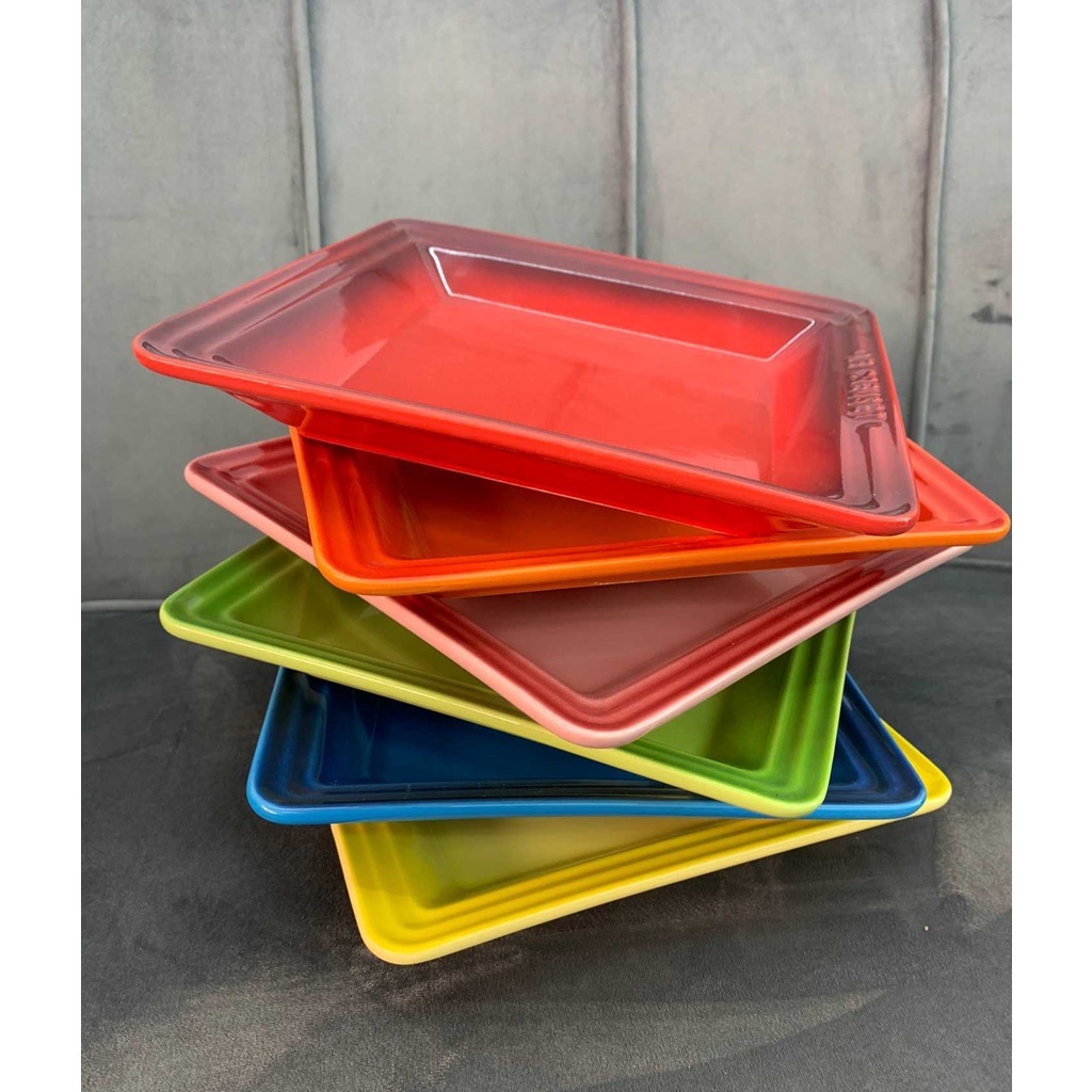 Đĩa vuông Le creuset 21cm, 16cm chất liệu gốm sứ bền đẹp,dùng trang trí decor bàn ăn, quà tặng, nhà hàng, quán cafe