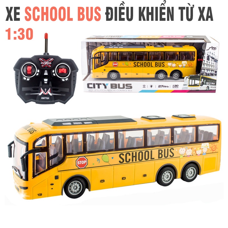 Mô hình xe ô tô School bus điều khiển từ xa xe đồ chơi trẻ em xe có đèn sáng