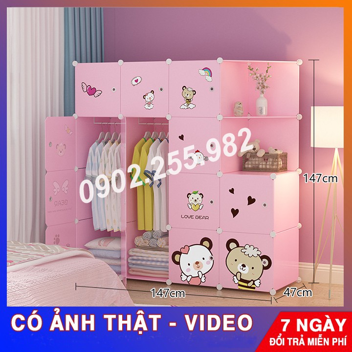 TỦ NHỰA LẮP GHÉP 16 Ô ĐỂ QUẦN ÁO ĐA NĂNG SIZE TO ( TÙY CHỌN MẪU TỦ )