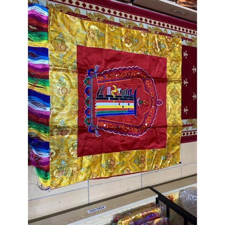 [PHÁP BẢO MINH CHÂU] Khăn Trải Bàn Thập Tự Tại - Vuông 1m Gấm Cao Cấp Hoa Văn