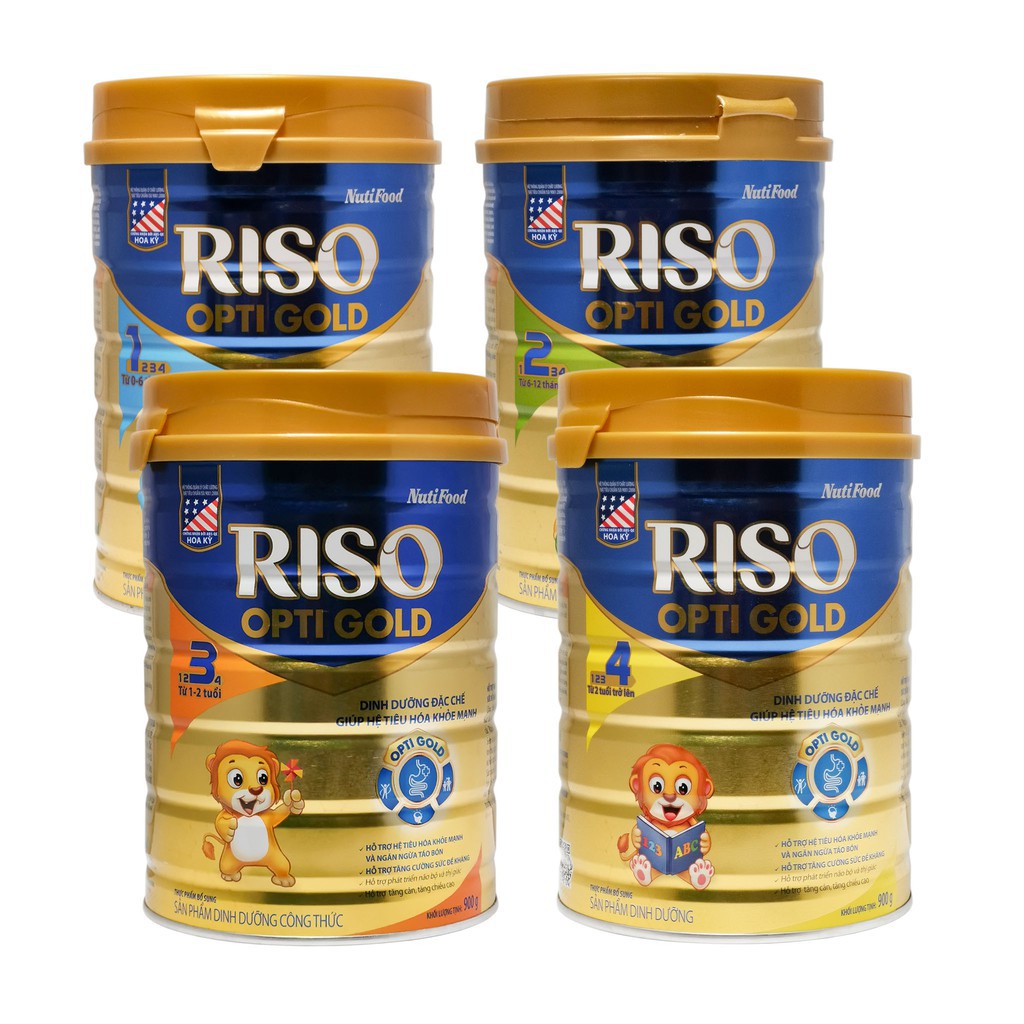 [KM 1 lốc SBPS Riso 110ml]Sữa bột Riso Opti Gold 3 900g_Duchuymilk