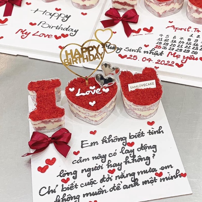 5 Bộ Hộp Chữ  - Set Chữ I ❤️ U Đựng Bánh Lạnh - Tiramisu - Mousse - Panna Cotta - Tặng Quà Valentine